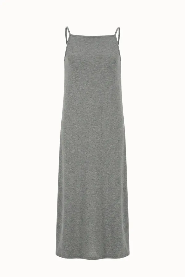 [3차 리오더]Boat Neck Jersey Maxi Dress[LMBFSUDR810]-Grey Melange
