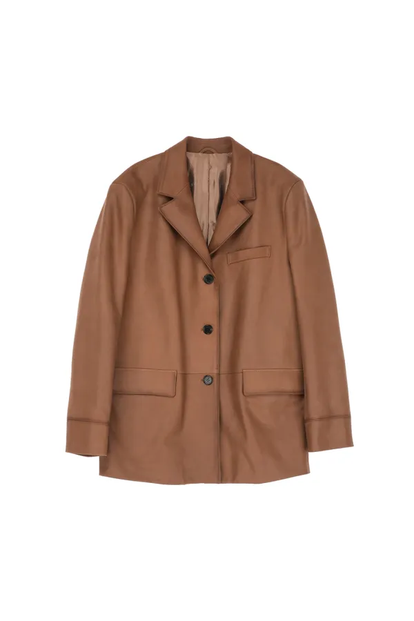 3 Button Suede Jacket, Tan