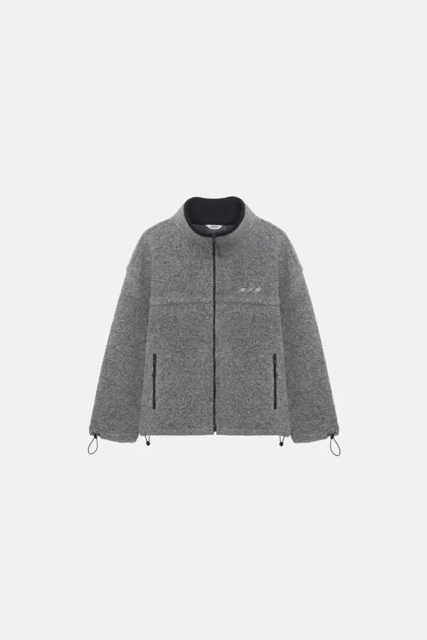 [Exclusive] Alpaca curly fleece jacket (gray)