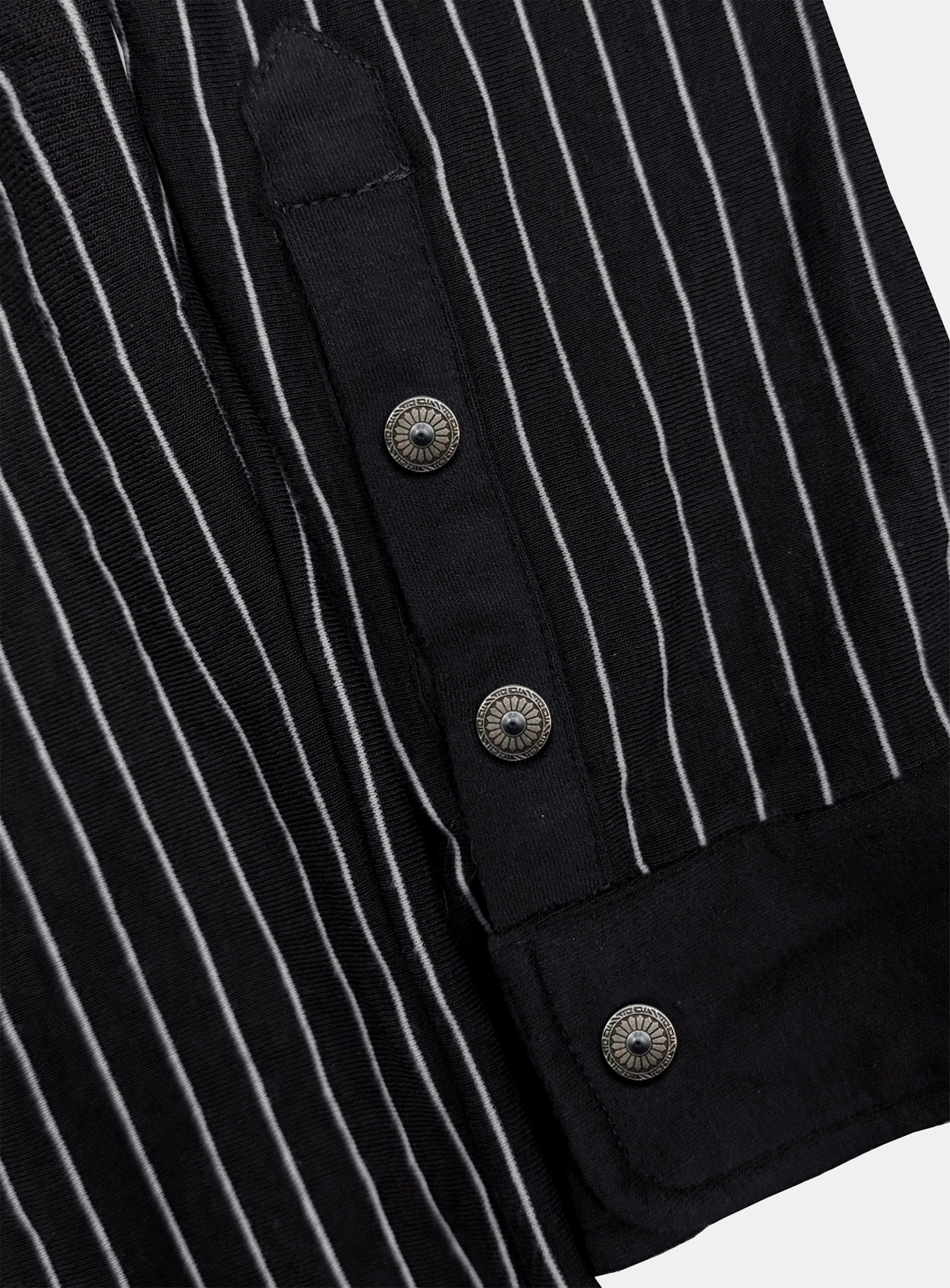 배드블러드 [w-tee26-108] Vintage Jersey Polo 3/4 Sleeve Shirt - Black Stripe 상품 이미지 3