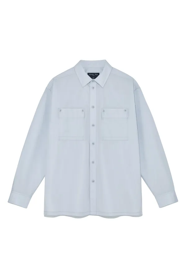 POCKET FOLDOVER SHIRT FOR MEN IN LIGHT BLUE