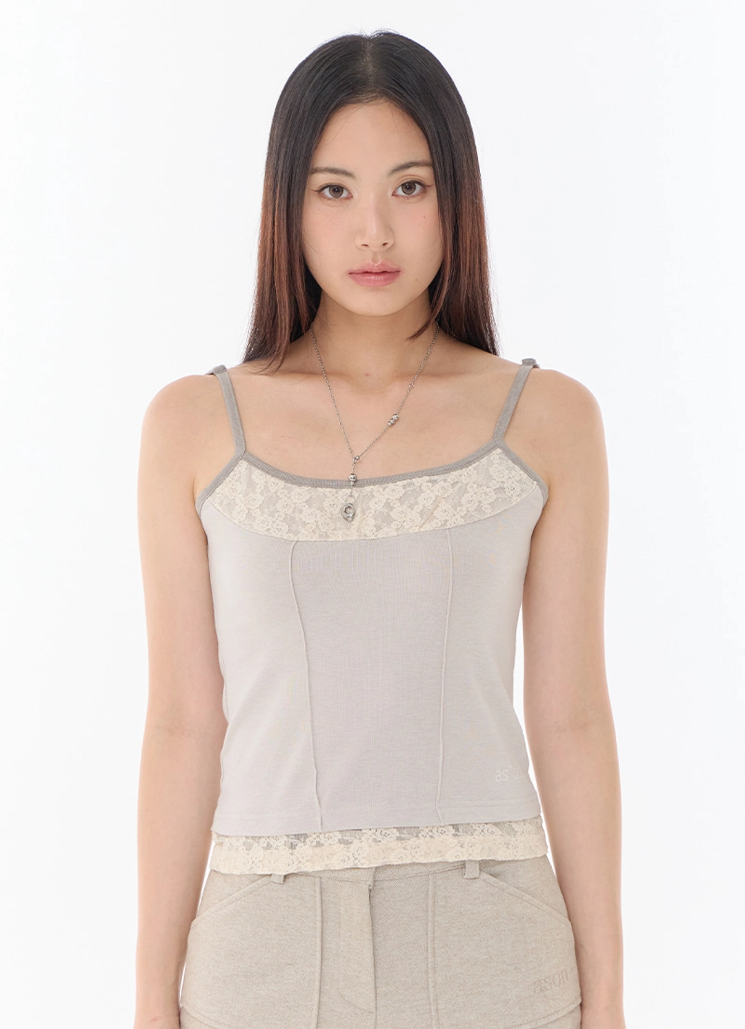 애즈온 PEONY LACE LAYERED SLEEVELESS / BEIGE 상품 이미지 1