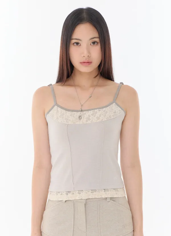 PEONY LACE LAYERED SLEEVELESS / BEIGE