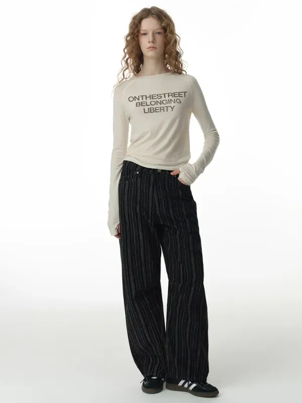 Stripe Balloon Jeans [Washed Black]
