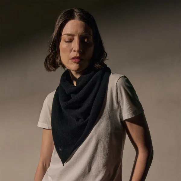 Open Knit Cashmere Scarf - Black