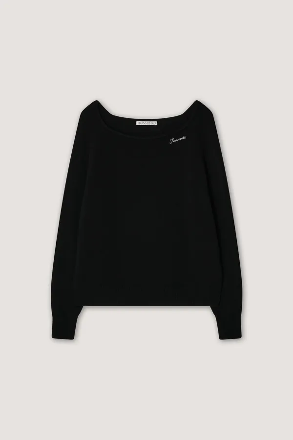 [6th] Mont Off-shoulder Knit - Black