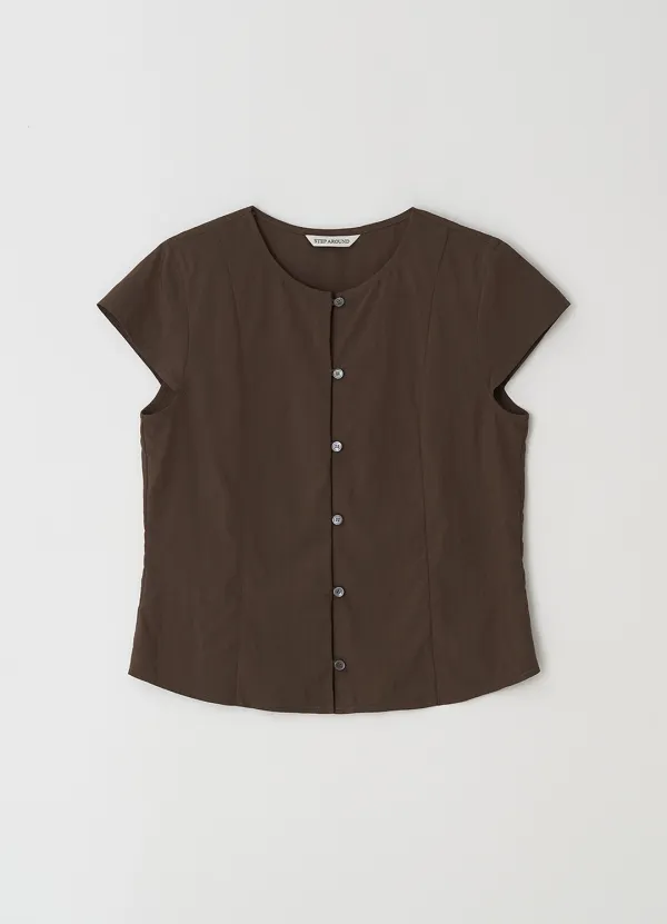 [3차] Cap sleeve blouse_BROWN