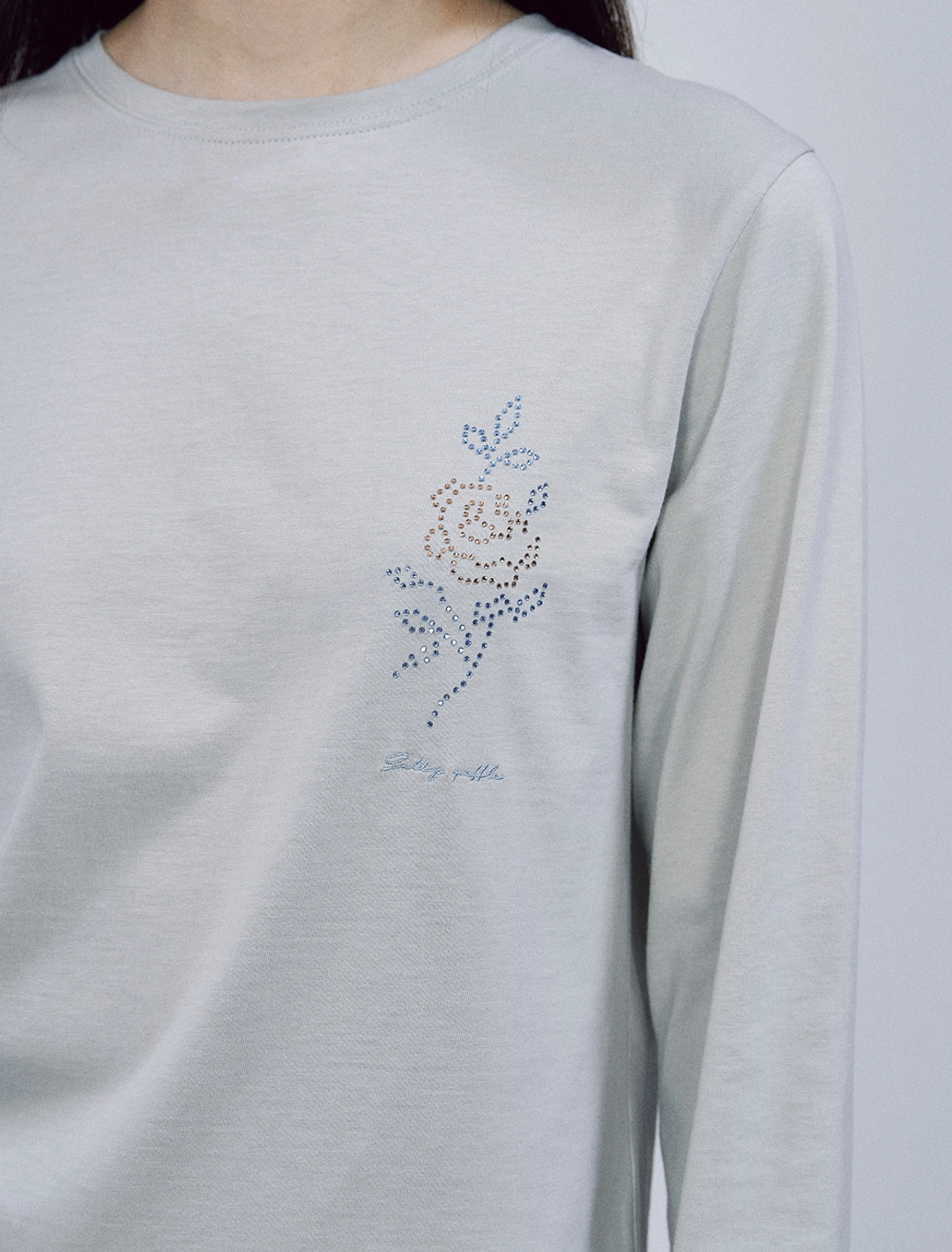솔티페블 ROSE CRYSTAL T-SHIRT [LIGHT GREY] 상품 이미지 2