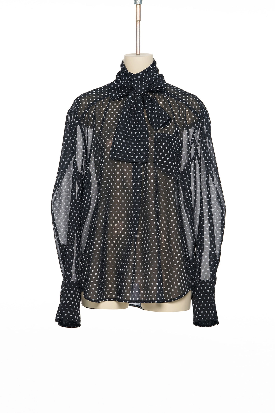 푸쉬버튼 PF25 BLACK NECK RIBBON TIE BLOUSE 상품 이미지 1