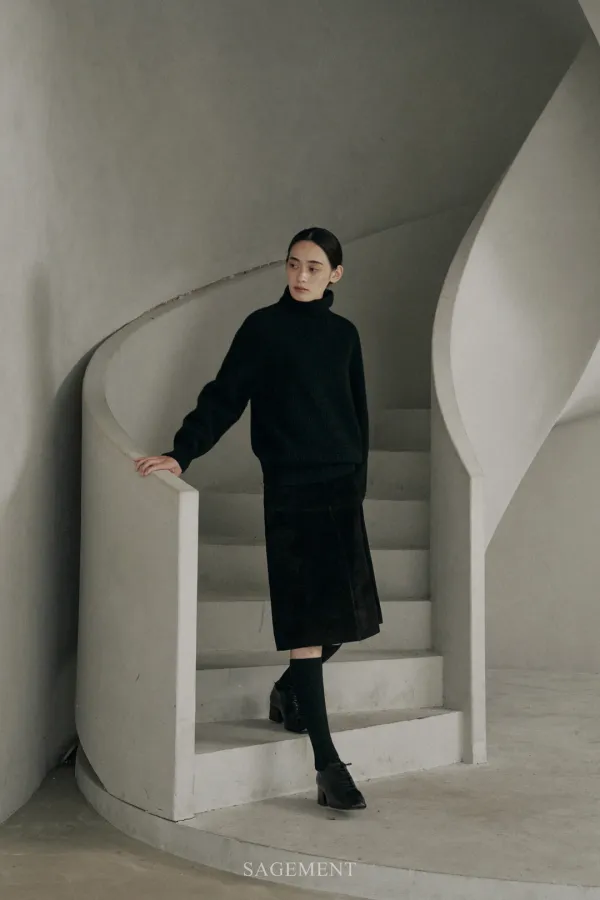 RAVEL SUEDE HALF SKIRT_BLACK