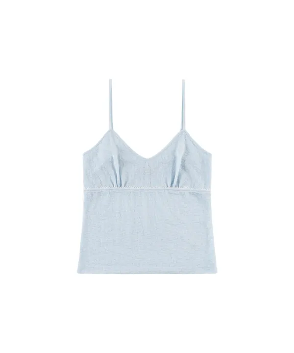 A3590 레이스 슬리브리스 탑_Powder blue