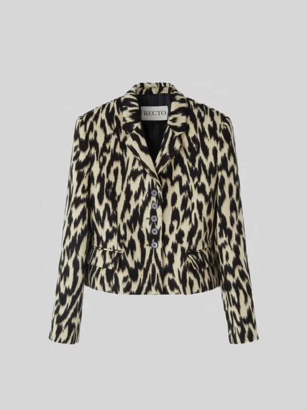 LEOPARD SHORT JACKET (DARK BROWN)
