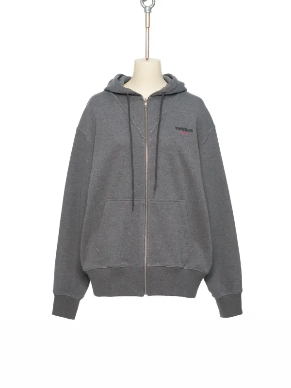 FW25 DARK GRAY PANELED ZIP UP HOODIE