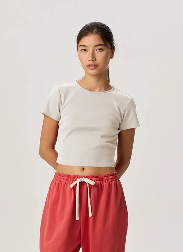 Keyhole rib short sleeve_Birch