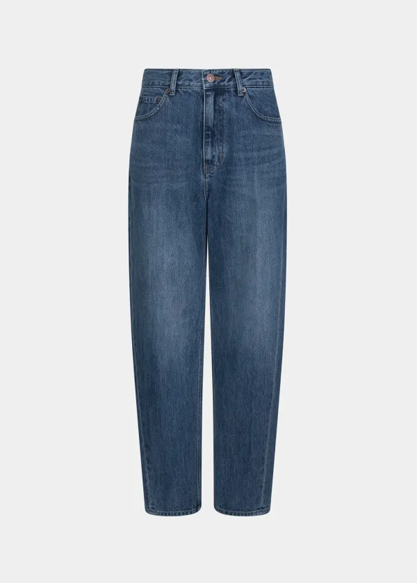 W BOYFRIEND CURVED JEANS - BLUE