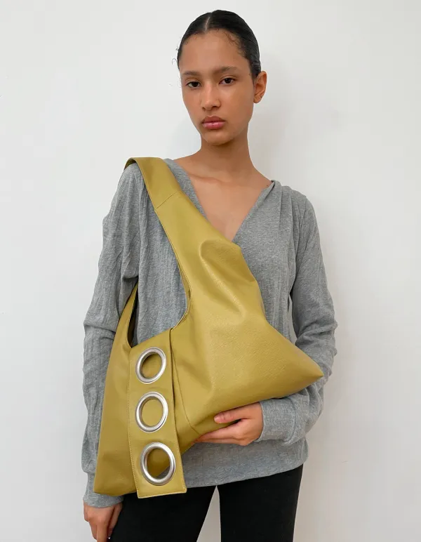 THREE LOOP BAG, OLIVE MUSTARD