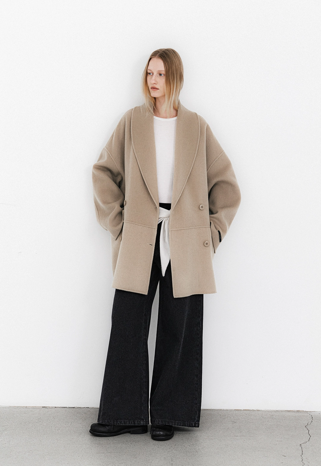 아뜰리에 나인 (CT-1458)SHAWL COLLAR WOOL HANDMADE HALF COAT 상품 이미지 3