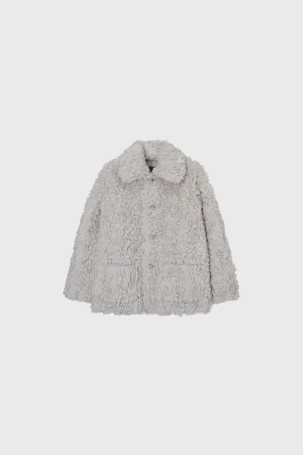 Reversible Fluffy Coat (Ivory / Dark Gray / Brown)