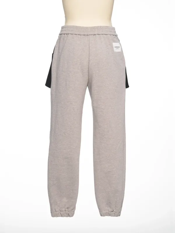 FW26 GRAY LEATHER SKIRT LAYERED SWEATPANTS