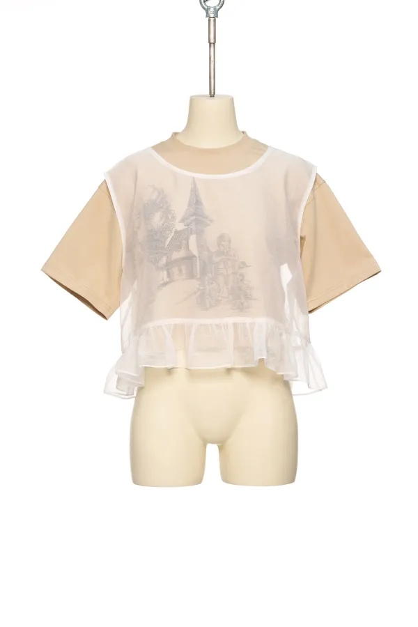 PS26 BEIGE SHEER LAYERED CROP TOP