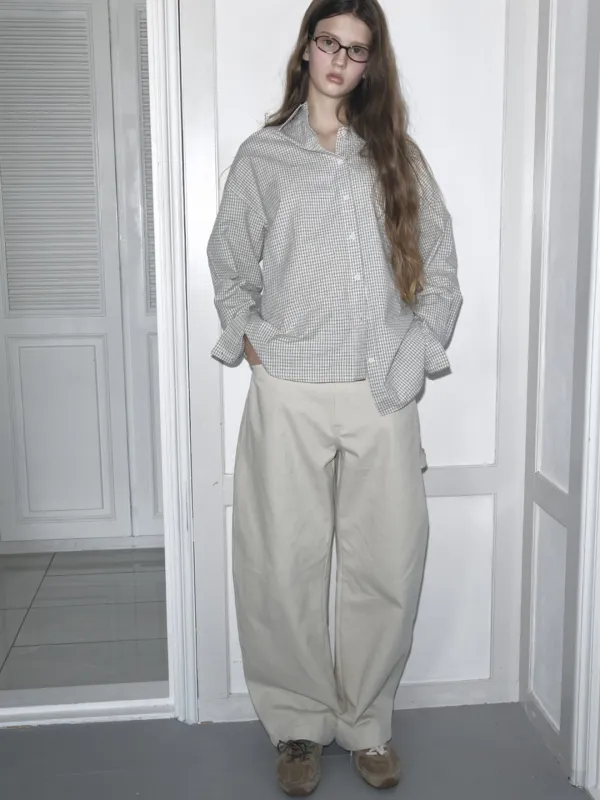 CURVED COTTON PANTS - IVORY