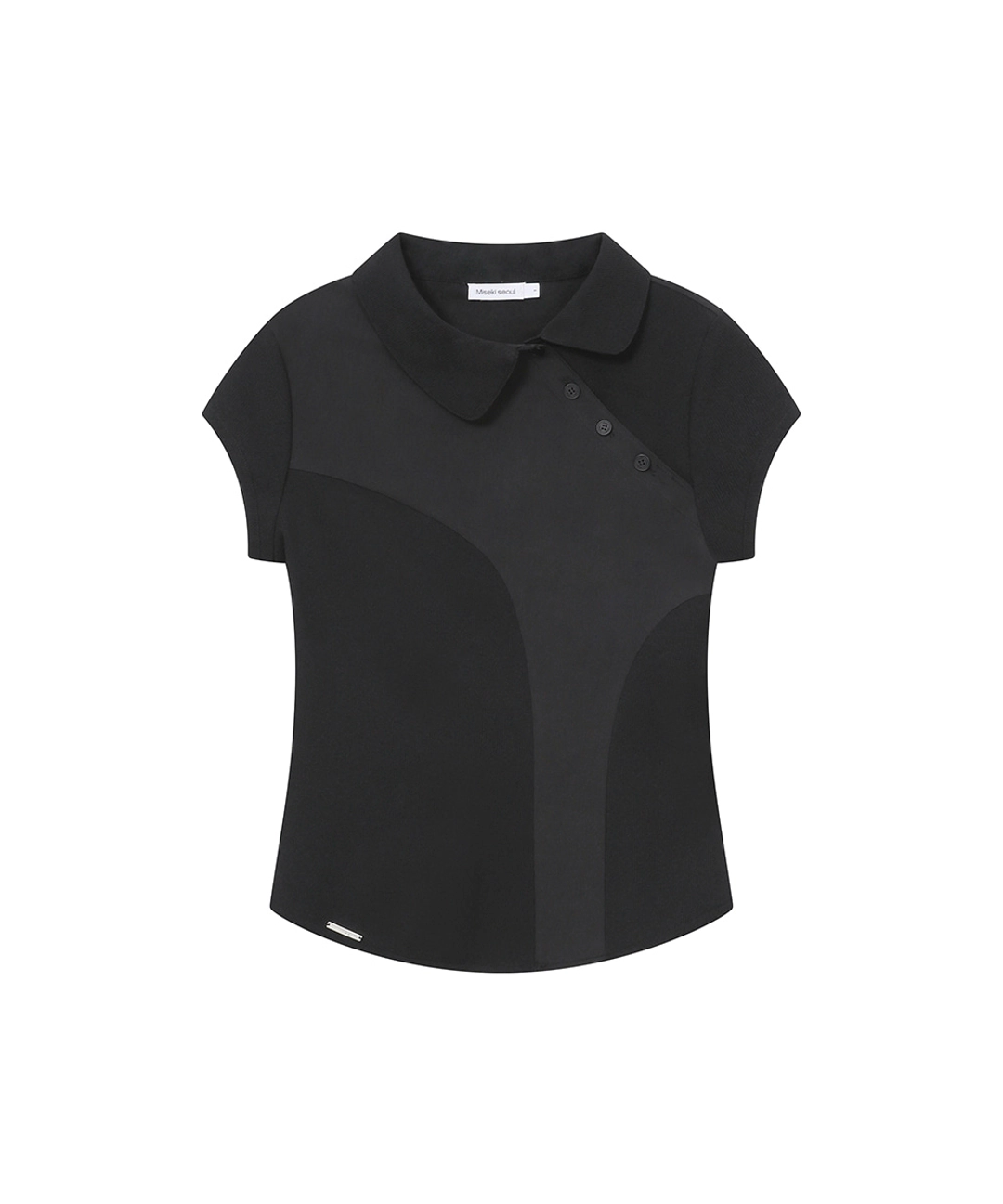 미세키서울 [레이 PICK] Diagonal placket layered shirt BLACK 상품 이미지 1