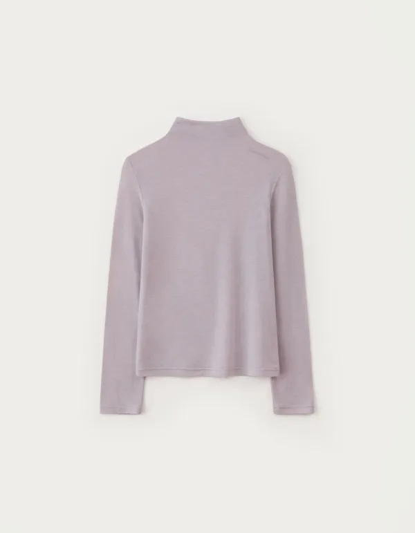 Lettering Turtleneck Top - Lavender Pink