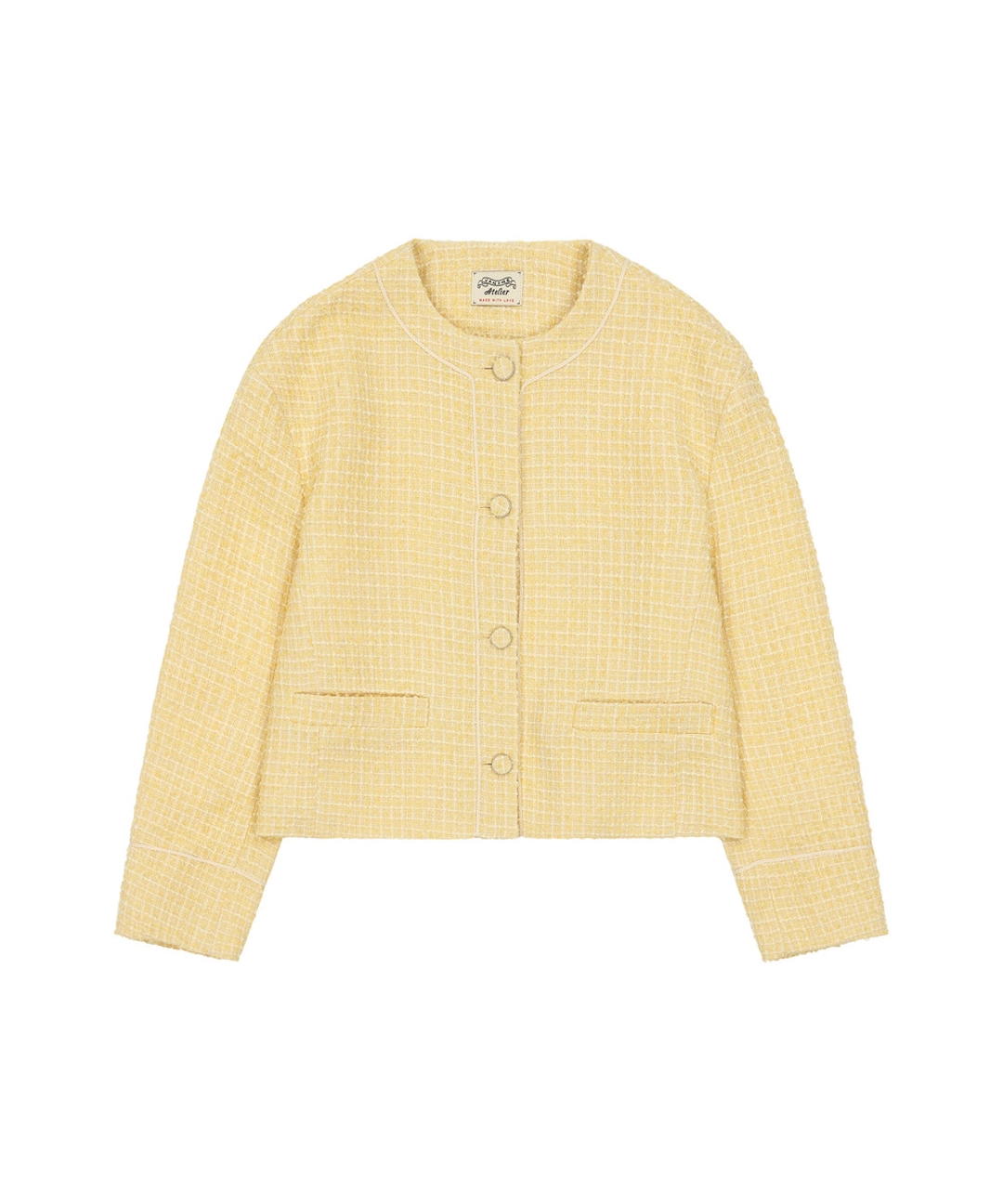 반원 아뜰리에 O3777 오버핏 트위드 재킷_Yellow 상품 이미지 1