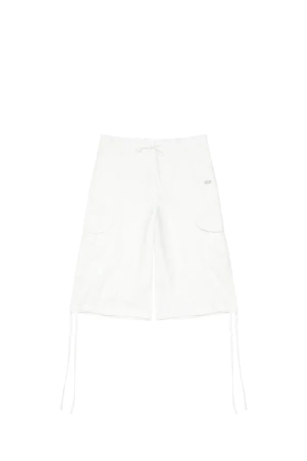 EYELET PUNCHING CARGO PANTS, WHITE