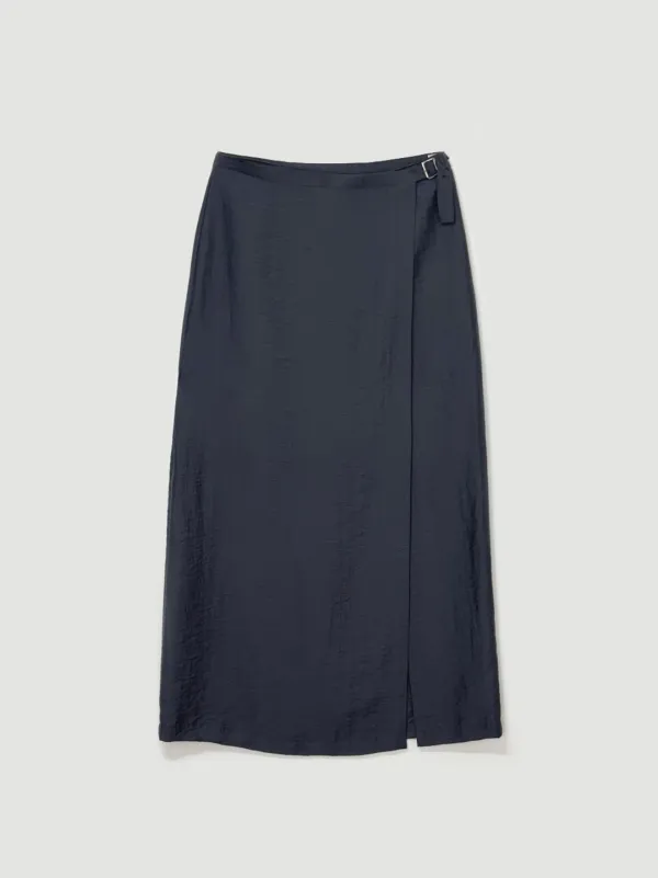 [EXCLUSIVE] F buckle wrap skirt (차콜)