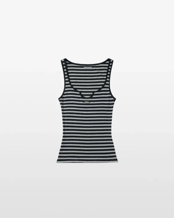 STRIPE NOTCH SLEEVELESS (navy)