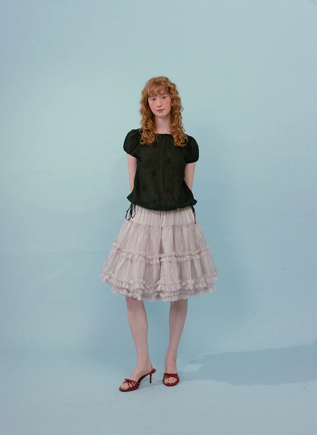 루루서울 Flower String Blouse (Black) 상품 이미지 2