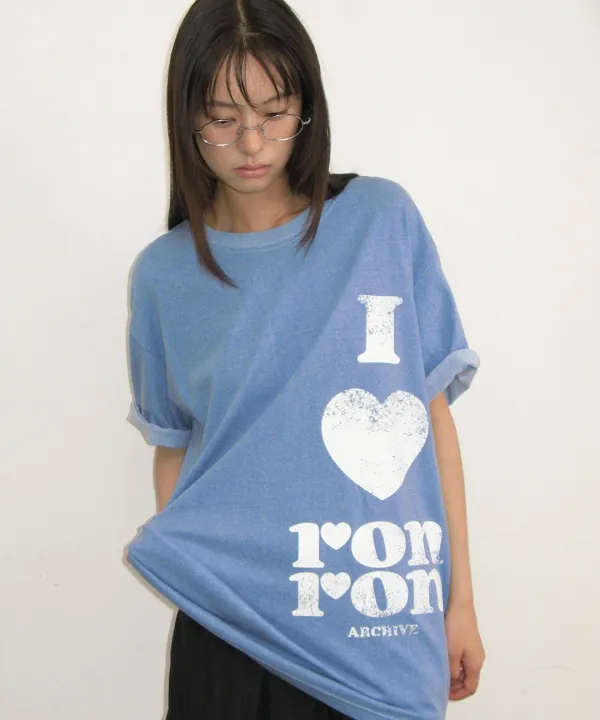 PIGMENT I LUV RON OVER FIT T SHIRT BLUE