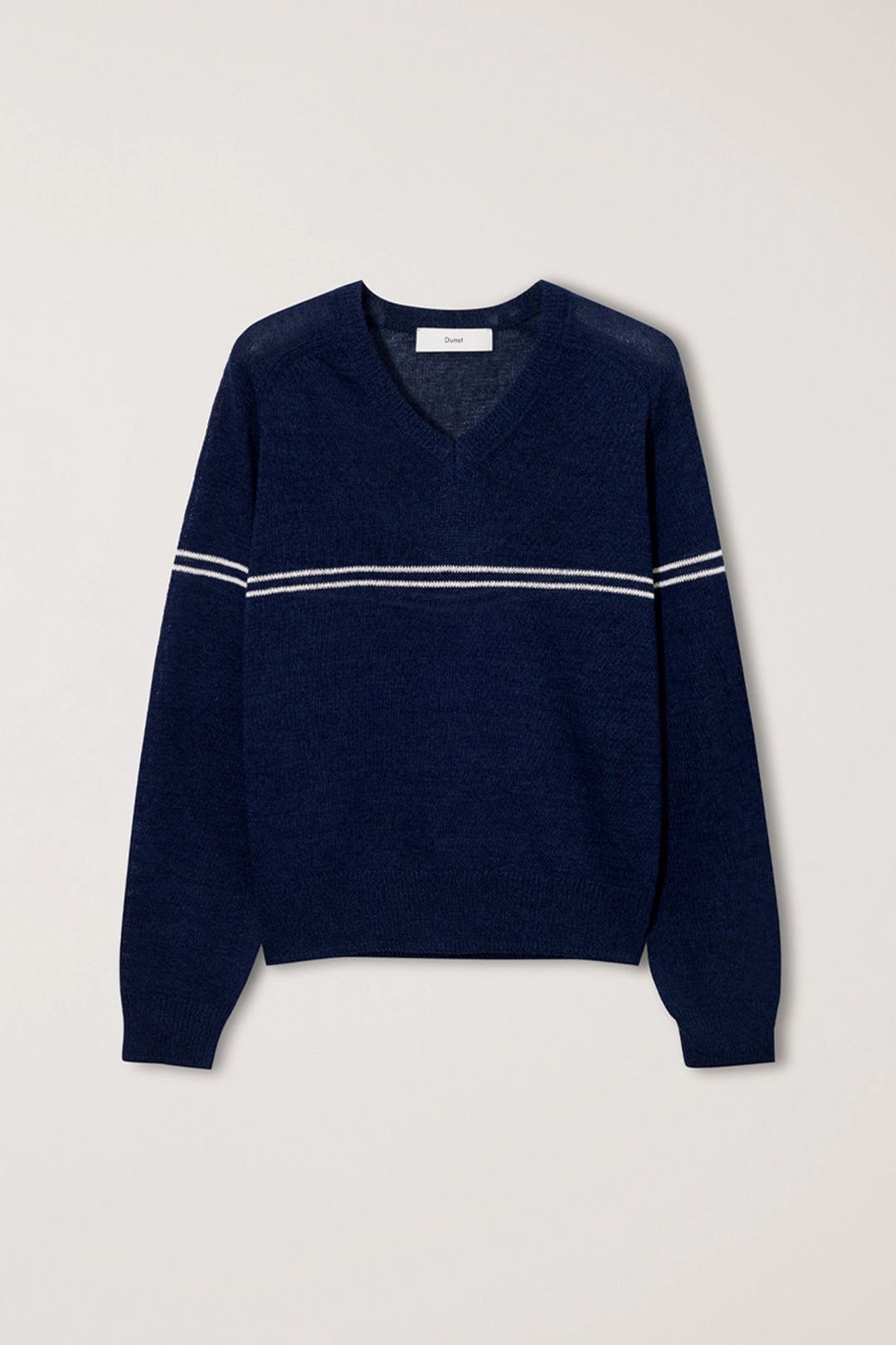 던스트 UNISEX V-NECK STRIPED SWEATER NAVY_UDSW6B124N2 상품 이미지 1
