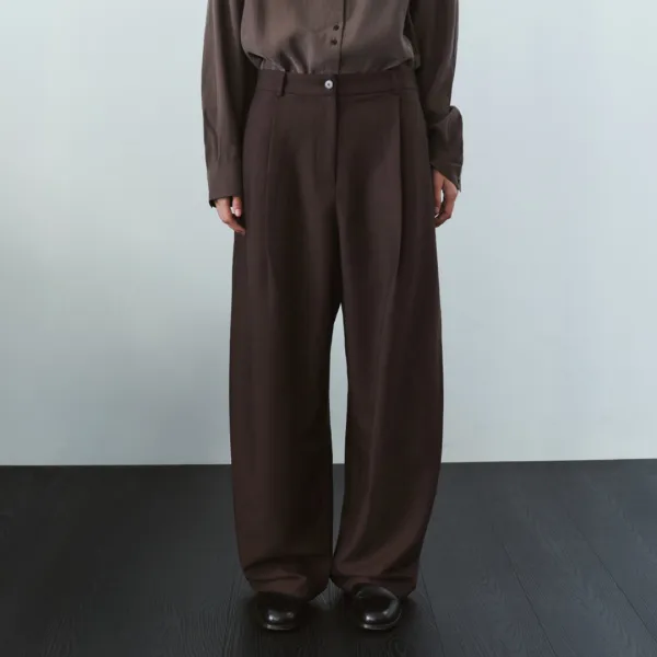 SIPT7214 레이어드 커브드 슬랙스_Brown