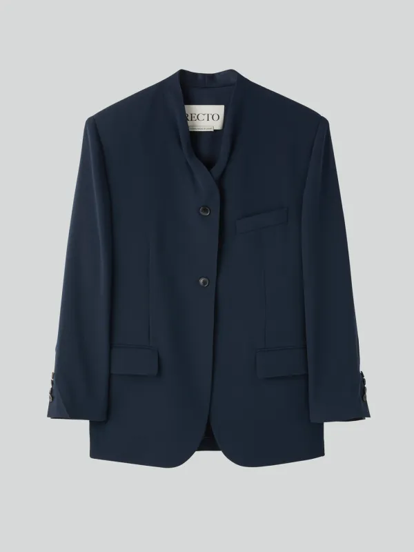 COLLAR DETAIL FLUID SUIT JACKET (DARK NAVY)