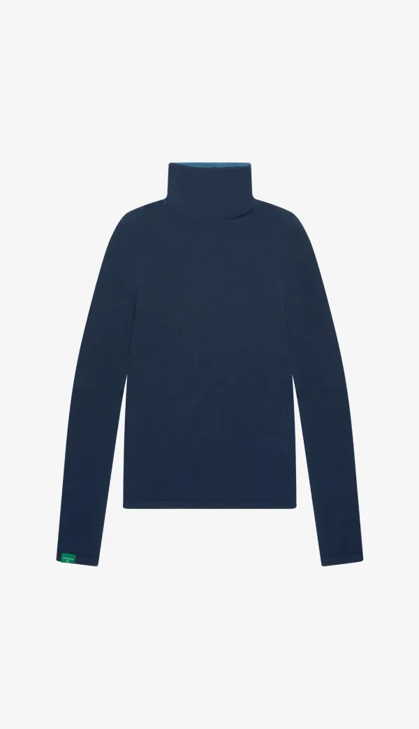 259. Colorblock Turtleneck T _ Navy