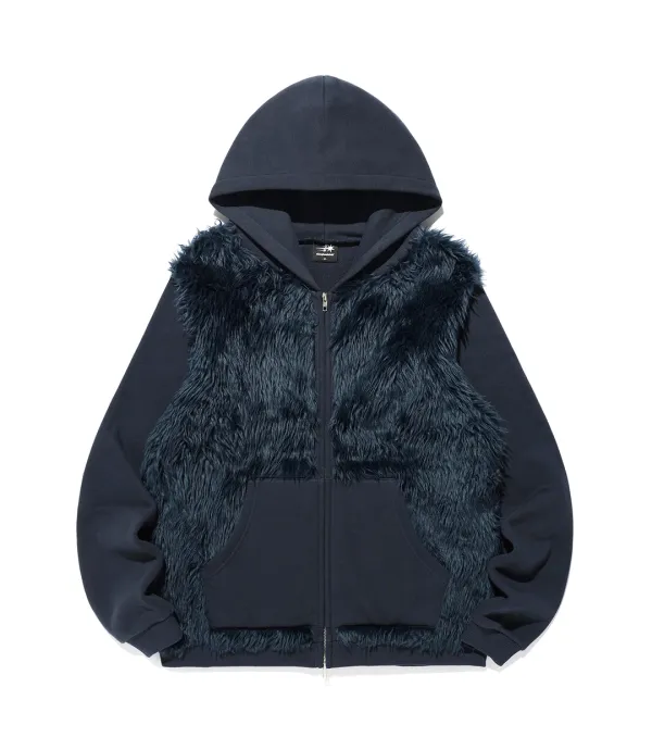 fur yeti hoodie zip up[navy]