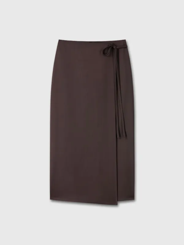 (W) WOOL WRAP MIDI-SKIRT_ EBONY