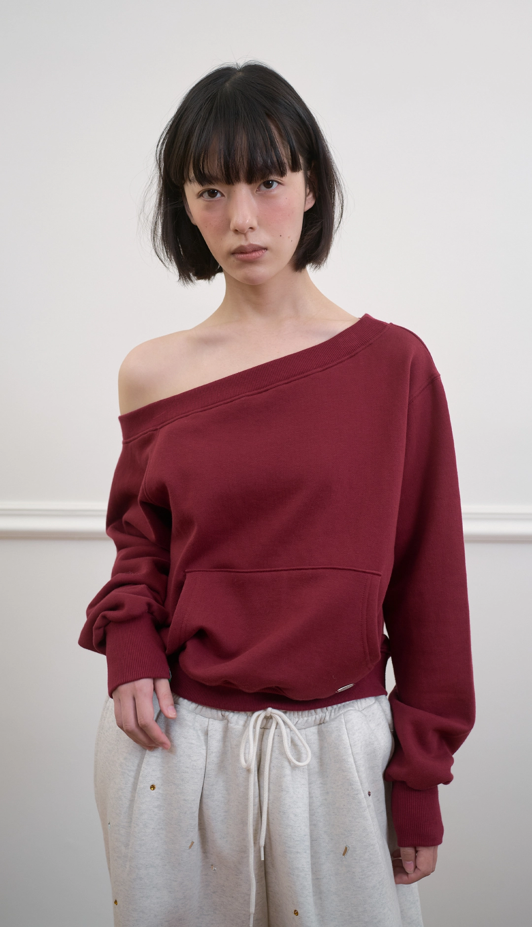 노컨텐츠 262. Pocket Boat Neck Sweatshirt _ Dark Red 상품 이미지 2