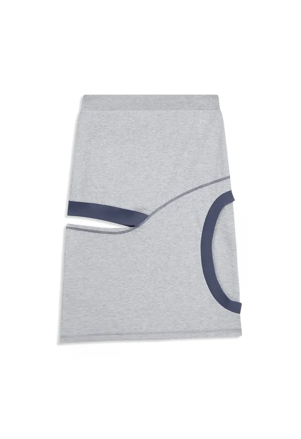 COLOR BLOCK PANEL CUTOUT SKIRT, GRAY