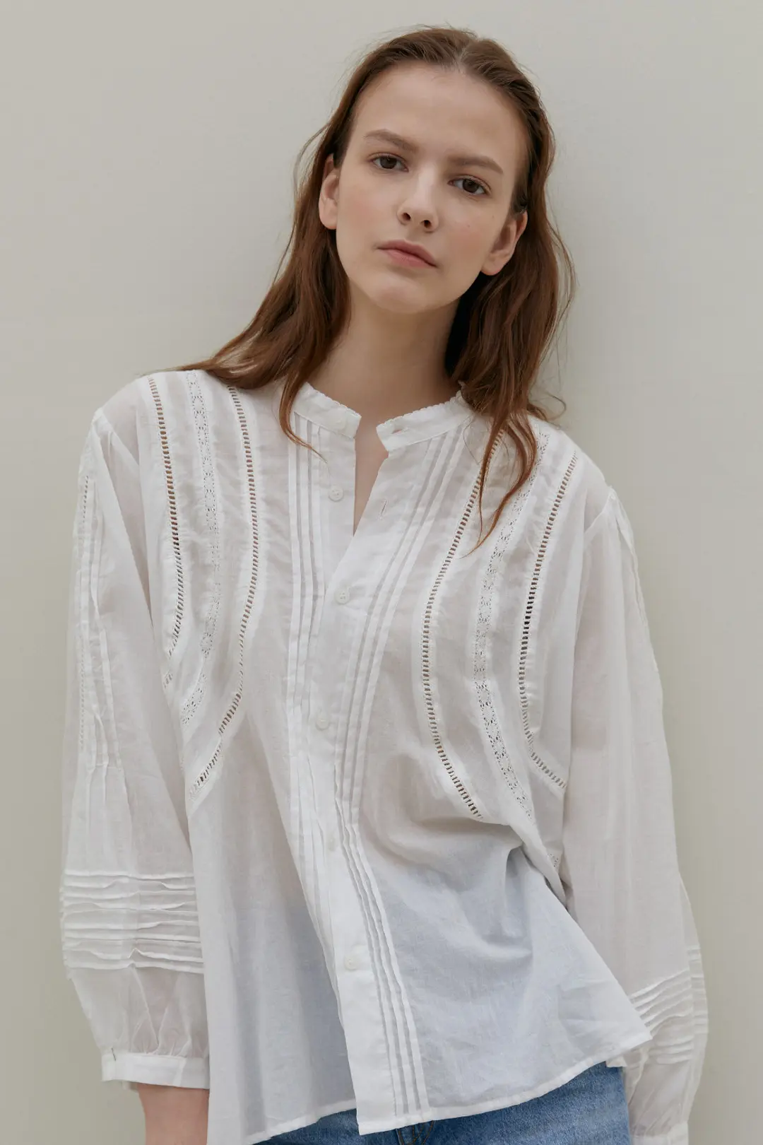 오브오브 [4차] Serre Pintuck Blouse_Ivory 상품 이미지 3
