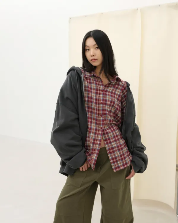 25FW vintage brushed check shirt