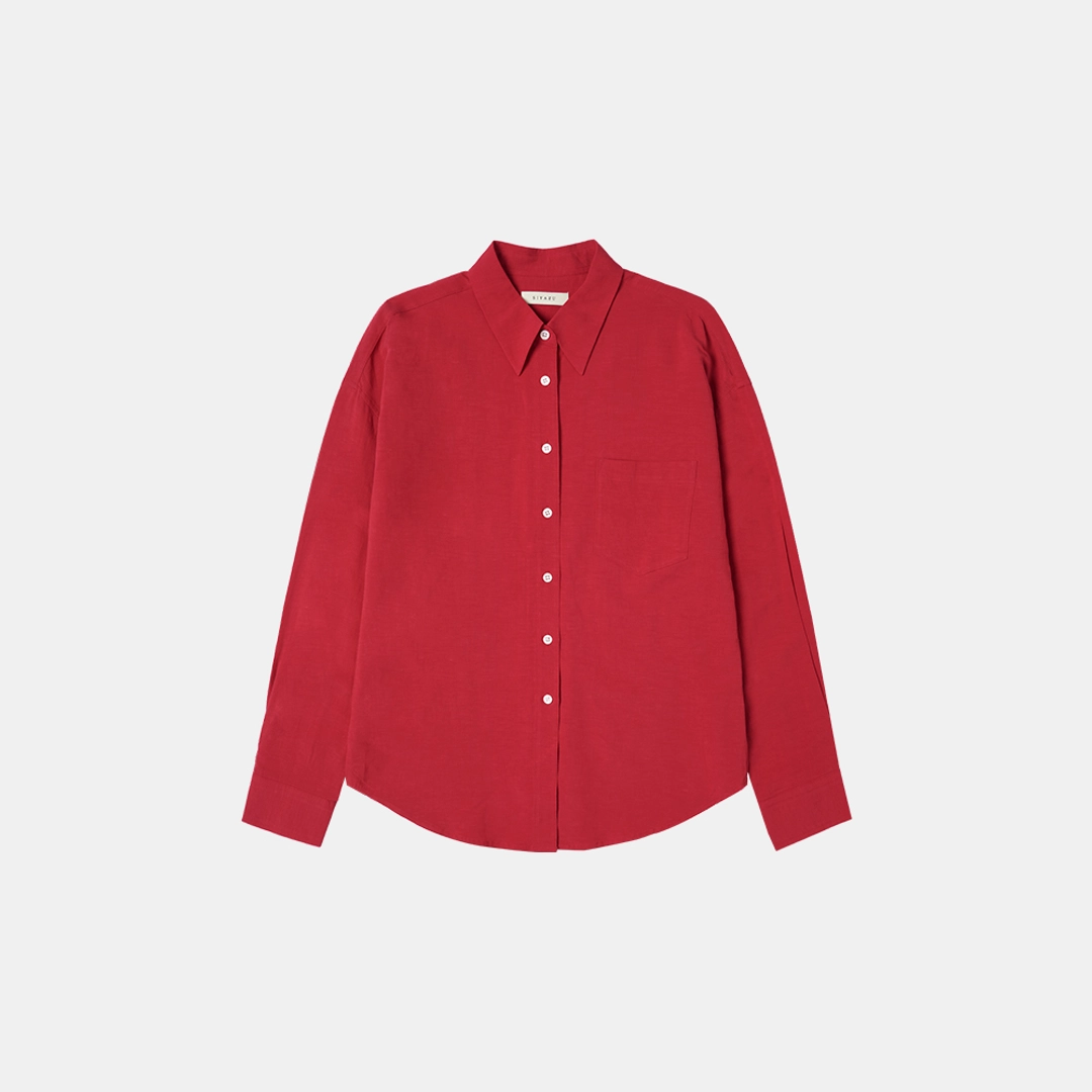 시야쥬 SITP5198 린넨 블렌드 퓨어 셔츠_Cherry red 상품 이미지 3