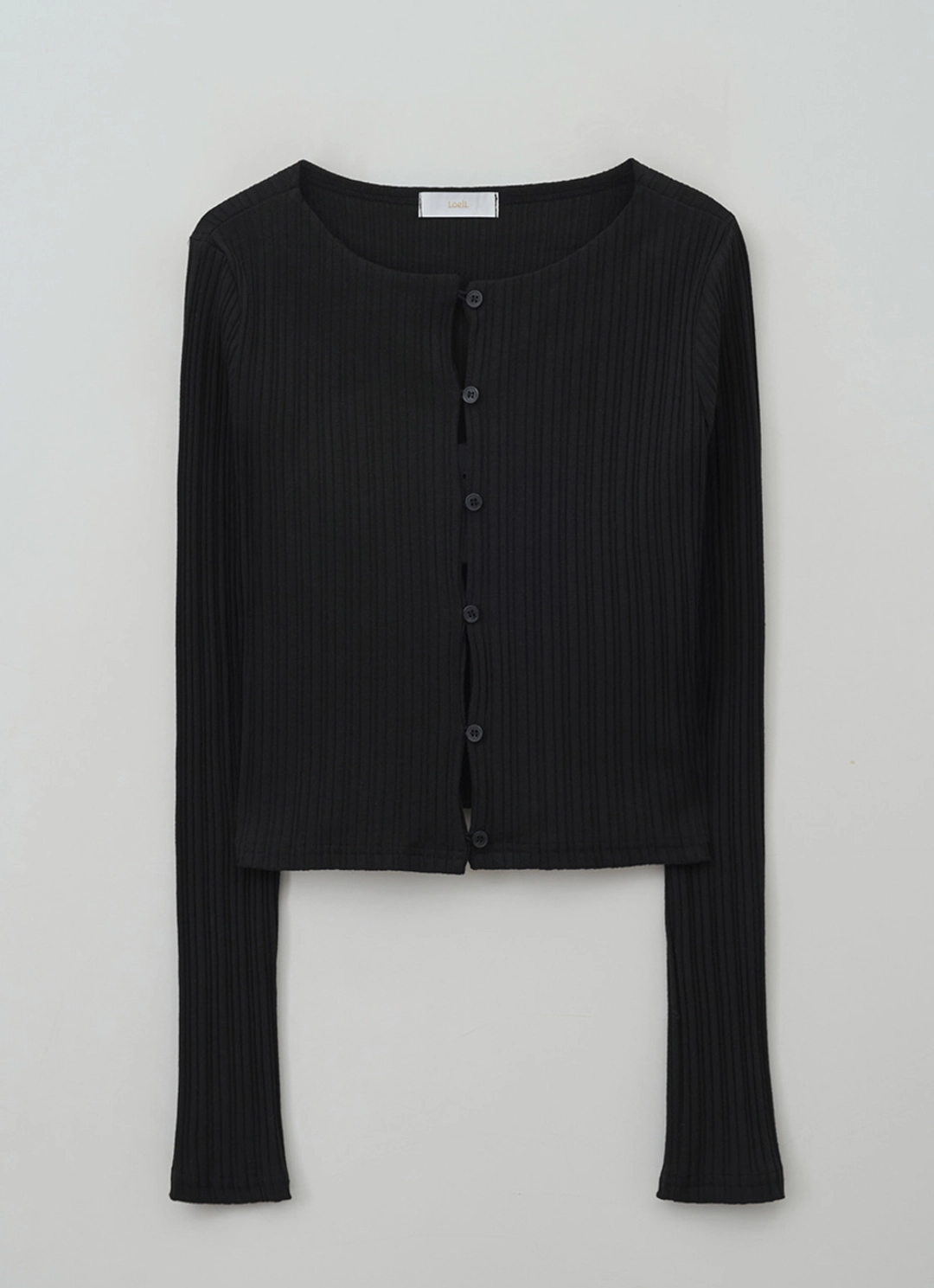로에일 리브드 보트넥 가디건 - 블랙 상품 이미지 3