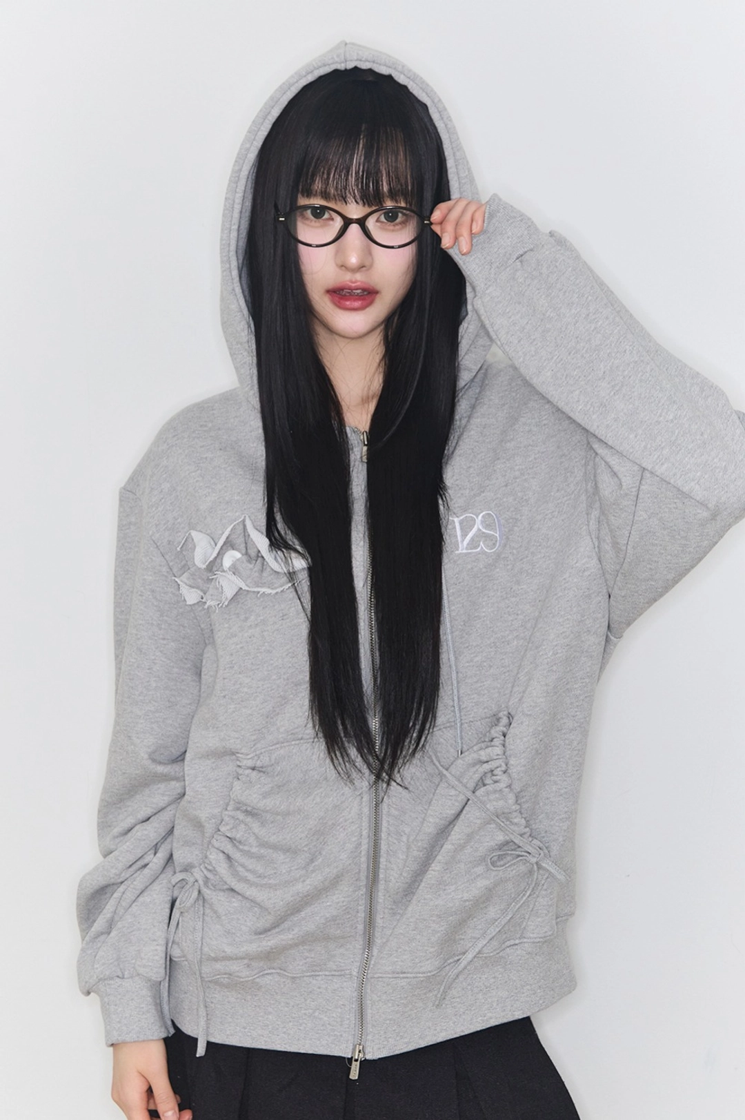 일리고 퓨어 프릴 후드 집업 멜란지 상품 이미지 1