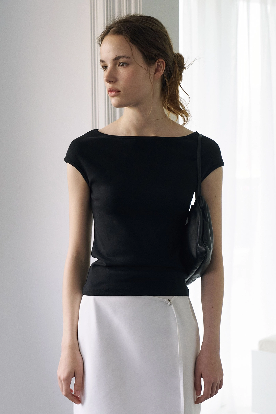 라메레이 [2차 리오더]Mini Cap Sleeve Boat Neck T-Shirt[LMBFSUTT630]-2color 상품 이미지 2