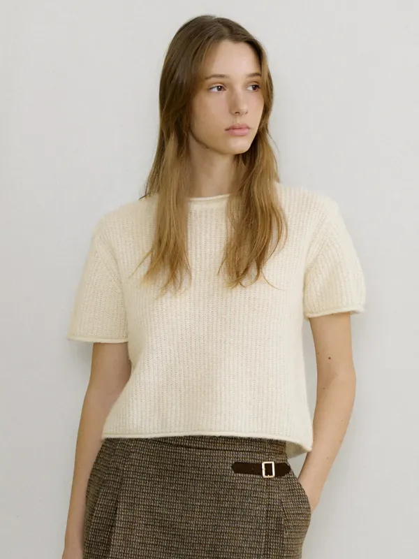 RIANO ALPACA HALF SLEEVE KNIT_2COLOR