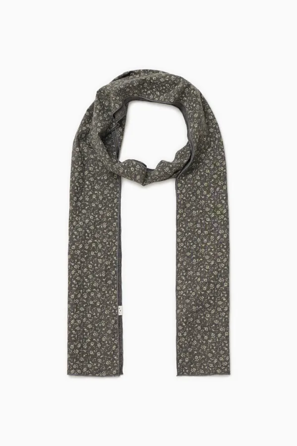 VINTAGE FLORAL COTTON SCARF, BROWN