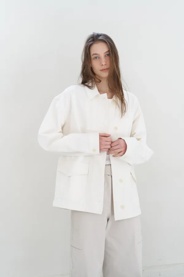 Washing Work Jacket ( Ivory / Beige / Navy )